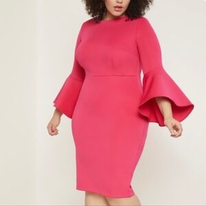 ELOQUII Long Red Bell Sleeves Dress Size 16 NWT